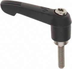KIPP - #10-24, 0.51" Hub Diam, Glass Fiber (Stainless Steel Components) Threaded Stud Adjustable Clamping Lever - 0.79" Stud Length, 1.85" OAL, 1.18" High - USA Tool & Supply