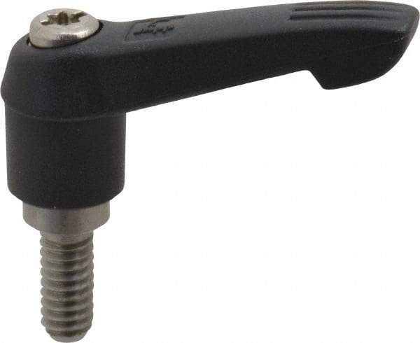 KIPP - 1/4-20, 0.51" Hub Diam, Glass Fiber (Stainless Steel Components) Threaded Stud Adjustable Clamping Lever - 0.59" Stud Length, 1.85" OAL, 1.18" High - USA Tool & Supply