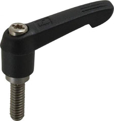 KIPP - 1/4-20, 0.51" Hub Diam, Glass Fiber (Stainless Steel Components) Threaded Stud Adjustable Clamping Lever - 0.79" Stud Length, 1.85" OAL, 1.18" High - USA Tool & Supply