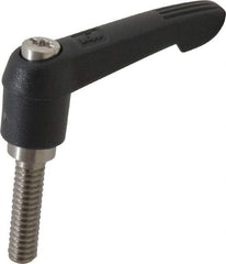 KIPP - 1/4-20, 0.51" Hub Diam, Glass Fiber (Stainless Steel Components) Threaded Stud Adjustable Clamping Lever - 0.98" Stud Length, 1.85" OAL, 1.18" High - USA Tool & Supply