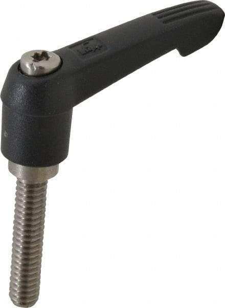 KIPP - 1/4-20, 0.51" Hub Diam, Glass Fiber (Stainless Steel Components) Threaded Stud Adjustable Clamping Lever - 1.18" Stud Length, 1.85" OAL, 1.18" High - USA Tool & Supply