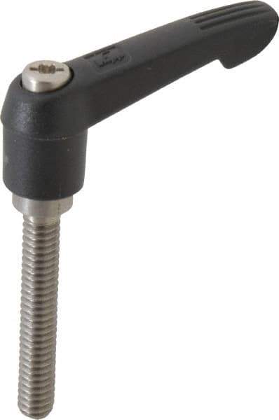 KIPP - 1/4-20, 0.51" Hub Diam, Glass Fiber (Stainless Steel Components) Threaded Stud Adjustable Clamping Lever - 1.57" Stud Length, 1.85" OAL, 1.18" High - USA Tool & Supply