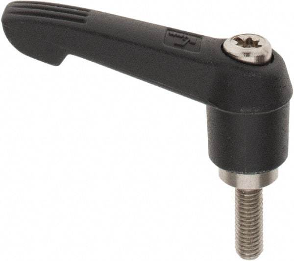 KIPP - M5 x 0.8, 13mm Hub Diam, Glass Fiber (Stainless Steel Components) Metric Threaded Stud Adjustable Clamping Lever - 15mm Stud Length, 47mm OAL, 30mm High - USA Tool & Supply