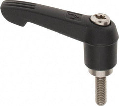 KIPP - M5 x 0.8, 13mm Hub Diam, Glass Fiber (Stainless Steel Components) Metric Threaded Stud Adjustable Clamping Lever - 15mm Stud Length, 47mm OAL, 30mm High - USA Tool & Supply