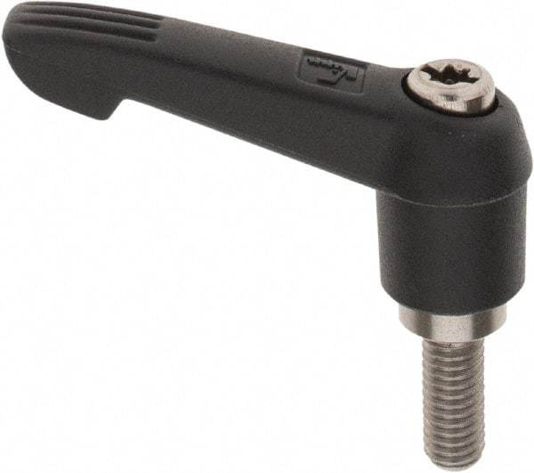 KIPP - M6 x 1.0, 13mm Hub Diam, Glass Fiber (Stainless Steel Components) Metric Threaded Stud Adjustable Clamping Lever - 15mm Stud Length, 47mm OAL, 30mm High - USA Tool & Supply