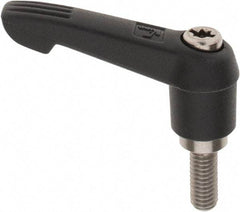 KIPP - M6 x 1.0, 13mm Hub Diam, Glass Fiber (Stainless Steel Components) Metric Threaded Stud Adjustable Clamping Lever - 15mm Stud Length, 47mm OAL, 30mm High - USA Tool & Supply