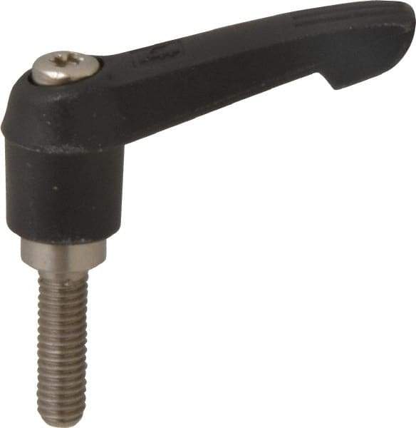 KIPP - M6 x 1.0, 13mm Hub Diam, Glass Fiber (Stainless Steel Components) Metric Threaded Stud Adjustable Clamping Lever - 20mm Stud Length, 47mm OAL, 30mm High - USA Tool & Supply
