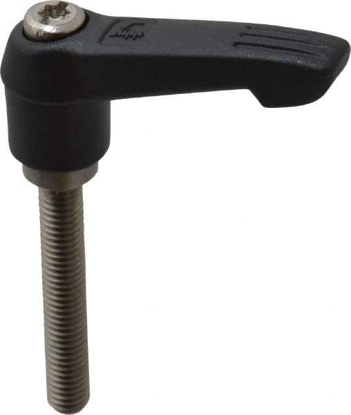 KIPP - M6 x 1.0, 13mm Hub Diam, Glass Fiber (Stainless Steel Components) Metric Threaded Stud Adjustable Clamping Lever - 40mm Stud Length, 47mm OAL, 30mm High - USA Tool & Supply