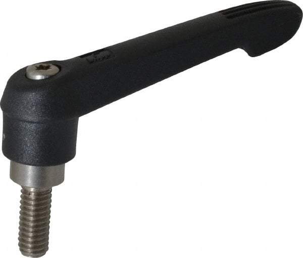 KIPP - 5/16-18, 0.71" Hub Diam, Glass Fiber (Stainless Steel Components) Threaded Stud Adjustable Clamping Lever - 0.79" Stud Length, 2.95" OAL, 1.63" High - USA Tool & Supply
