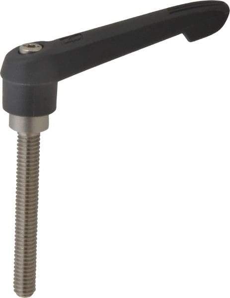 KIPP - 5/16-18, 0.71" Hub Diam, Glass Fiber (Stainless Steel Components) Threaded Stud Adjustable Clamping Lever - 2.36" Stud Length, 2.95" OAL, 1.63" High - USA Tool & Supply