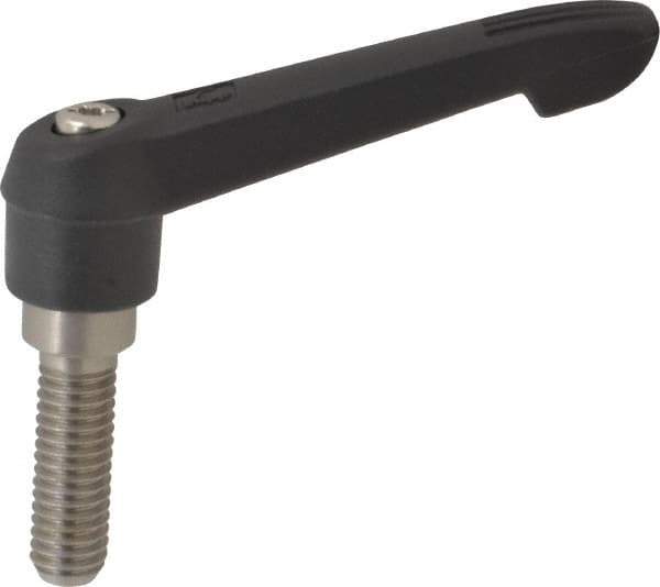 KIPP - 3/8-16, 0.71" Hub Diam, Glass Fiber (Stainless Steel Components) Threaded Stud Adjustable Clamping Lever - 1.18" Stud Length, 2.95" OAL, 1.63" High - USA Tool & Supply