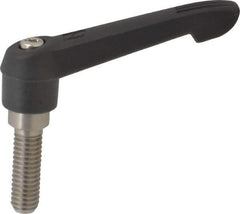 KIPP - 3/8-16, 0.71" Hub Diam, Glass Fiber (Stainless Steel Components) Threaded Stud Adjustable Clamping Lever - 1.18" Stud Length, 2.95" OAL, 1.63" High - USA Tool & Supply