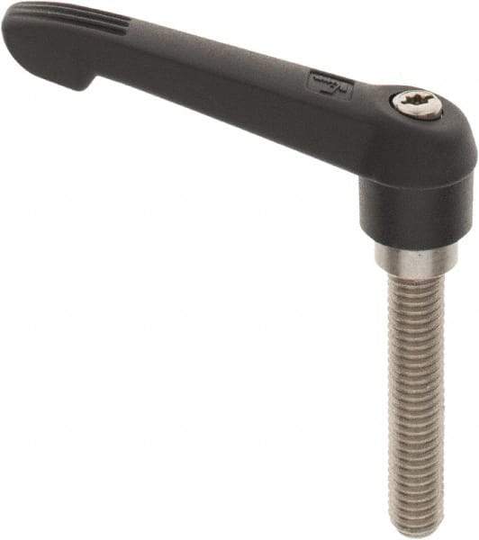KIPP - 3/8-16, 0.71" Hub Diam, Glass Fiber (Stainless Steel Components) Threaded Stud Adjustable Clamping Lever - 1.97" Stud Length, 2.95" OAL, 1.63" High - USA Tool & Supply