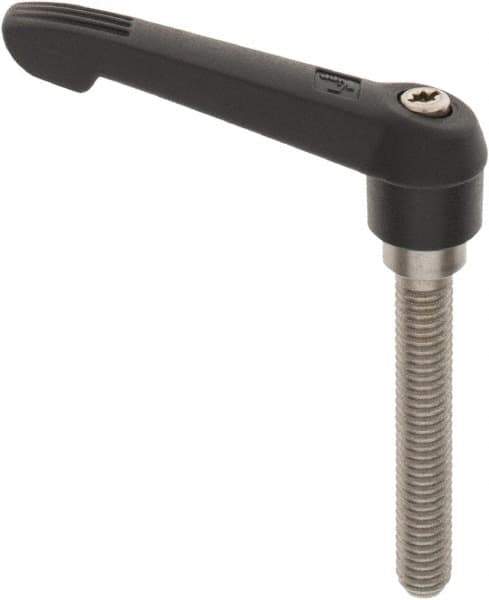 KIPP - 3/8-16, 0.71" Hub Diam, Glass Fiber (Stainless Steel Components) Threaded Stud Adjustable Clamping Lever - 2.36" Stud Length, 2.95" OAL, 1.63" High - USA Tool & Supply