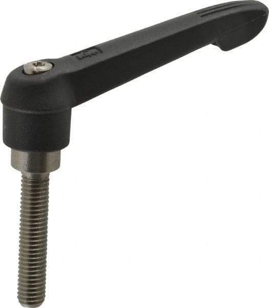 KIPP - M8 x 1.25, 18mm Hub Diam, Glass Fiber (Stainless Steel Components) Metric Threaded Stud Adjustable Clamping Lever - 40mm Stud Length, 75mm OAL, 41.5mm High - USA Tool & Supply