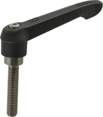 KIPP - M8 x 1.25, 18mm Hub Diam, Glass Fiber (Stainless Steel Components) Metric Threaded Stud Adjustable Clamping Lever - 40mm Stud Length, 75mm OAL, 41.5mm High - USA Tool & Supply