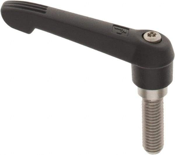 KIPP - M10 x 1.5, 18mm Hub Diam, Glass Fiber (Stainless Steel Components) Metric Threaded Stud Adjustable Clamping Lever - 30mm Stud Length, 75mm OAL, 41.5mm High - USA Tool & Supply