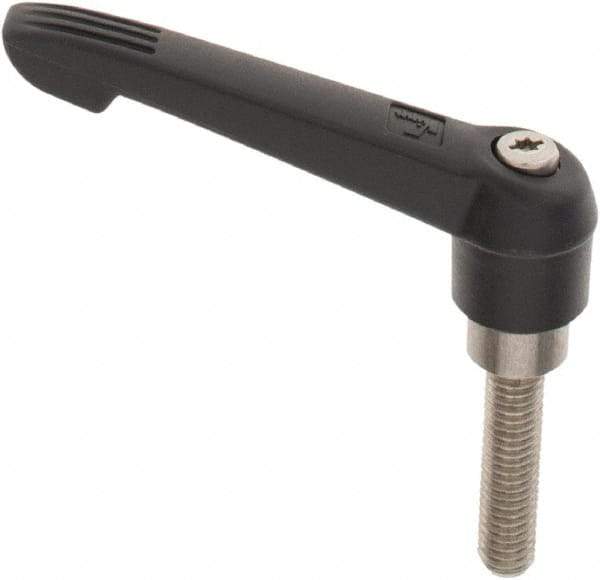 KIPP - 3/8-16, 0.85" Hub Diam, Glass Fiber (Stainless Steel Components) Threaded Stud Adjustable Clamping Lever - 1.57" Stud Length, 3.6" OAL, 2.11" High - USA Tool & Supply