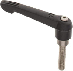 KIPP - 3/8-16, 0.85" Hub Diam, Glass Fiber (Stainless Steel Components) Threaded Stud Adjustable Clamping Lever - 1.57" Stud Length, 3.6" OAL, 2.11" High - USA Tool & Supply