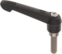KIPP - 1/2-13, 1" Hub Diam, Glass Fiber (Stainless Steel Components) Threaded Stud Adjustable Clamping Lever - 1.57" Stud Length, 4.29" OAL, 2.4" High - USA Tool & Supply
