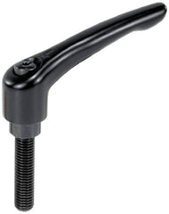 KIPP - 3/8-16, 0.73" Hub Diam, Zinc Die Cast (Steel Components) Threaded Stud Adjustable Clamping Lever - 0.59" Stud Length, 2.93" OAL, 1.67" High - USA Tool & Supply