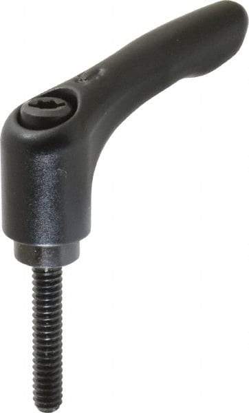 KIPP - #10-24, 0.55" Hub Diam, Zinc Die Cast (Steel Components) Threaded Stud Adjustable Clamping Lever - 0.98" Stud Length, 1.85" OAL, 1.22" High - USA Tool & Supply