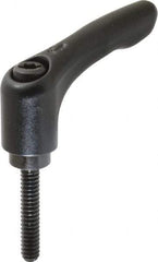 KIPP - #10-24, 0.55" Hub Diam, Zinc Die Cast (Steel Components) Threaded Stud Adjustable Clamping Lever - 0.98" Stud Length, 1.85" OAL, 1.22" High - USA Tool & Supply