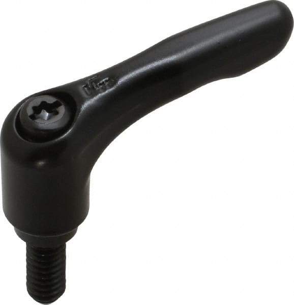 KIPP - 1/4-20, 0.55" Hub Diam, Zinc Die Cast (Steel Components) Threaded Stud Adjustable Clamping Lever - 0.59" Stud Length, 1.85" OAL, 1.22" High - USA Tool & Supply