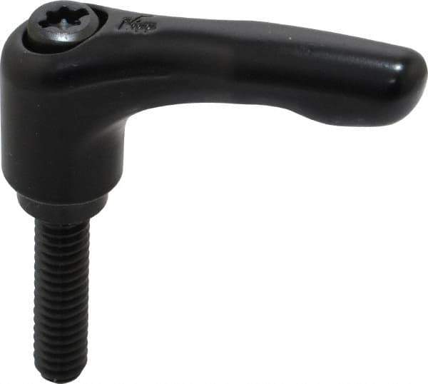 KIPP - 1/4-20, 0.55" Hub Diam, Zinc Die Cast (Steel Components) Threaded Stud Adjustable Clamping Lever - 0.98" Stud Length, 1.85" OAL, 1.22" High - USA Tool & Supply