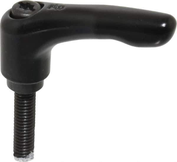 KIPP - M6 x 1.0, 13mm Hub Diam, Zinc Die Cast (Steel Components) Metric Threaded Stud Adjustable Clamping Lever - 30mm Stud Length, 47mm OAL, 31mm High - USA Tool & Supply