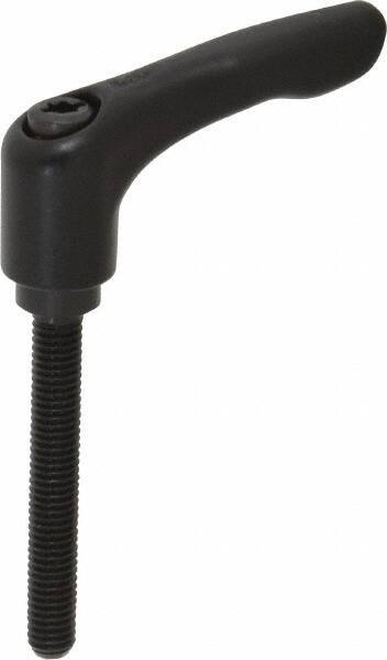 KIPP - M6 x 1.0, 13mm Hub Diam, Zinc Die Cast (Steel Components) Metric Threaded Stud Adjustable Clamping Lever - 45mm Stud Length, 47mm OAL, 31mm High - USA Tool & Supply