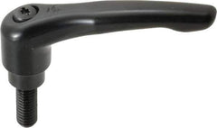 KIPP - 3/8-16, 0.83" Hub Diam, Zinc Die Cast (Steel Components) Threaded Stud Adjustable Clamping Lever - 0.98" Stud Length, 3.58" OAL, 2.15" High - USA Tool & Supply