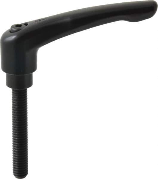 KIPP - 3/8-16, 0.83" Hub Diam, Zinc Die Cast (Steel Components) Threaded Stud Adjustable Clamping Lever - 2.36" Stud Length, 3.58" OAL, 2.15" High - USA Tool & Supply