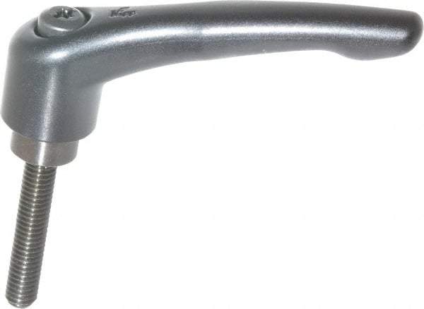 KIPP - 3/8-16, 1.06" Hub Diam, Zinc Die Cast (Steel Components) Threaded Stud Adjustable Clamping Lever - 1.97" Stud Length, 4.29" OAL, 2.48" High - USA Tool & Supply
