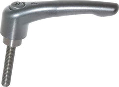 KIPP - 3/8-16, 1.06" Hub Diam, Zinc Die Cast (Steel Components) Threaded Stud Adjustable Clamping Lever - 1.97" Stud Length, 4.29" OAL, 2.48" High - USA Tool & Supply