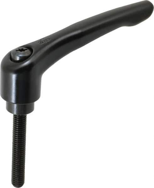 KIPP - 3/8-16, 1.06" Hub Diam, Zinc Die Cast (Steel Components) Threaded Stud Adjustable Clamping Lever - 2.36" Stud Length, 4.29" OAL, 2.48" High - USA Tool & Supply