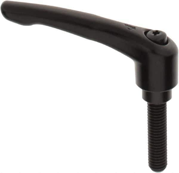 KIPP - 1/2-13, 1.06" Hub Diam, Zinc Die Cast (Steel Components) Threaded Stud Adjustable Clamping Lever - 1.97" Stud Length, 4.29" OAL, 2.48" High - USA Tool & Supply