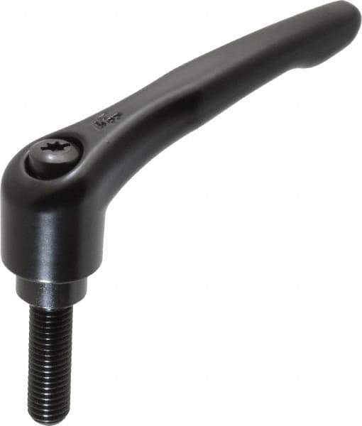 KIPP - M12 x 1.75, 27mm Hub Diam, Zinc Die Cast (Steel Components) Metric Threaded Stud Adjustable Clamping Lever - 40mm Stud Length, 109mm OAL, 63mm High - USA Tool & Supply