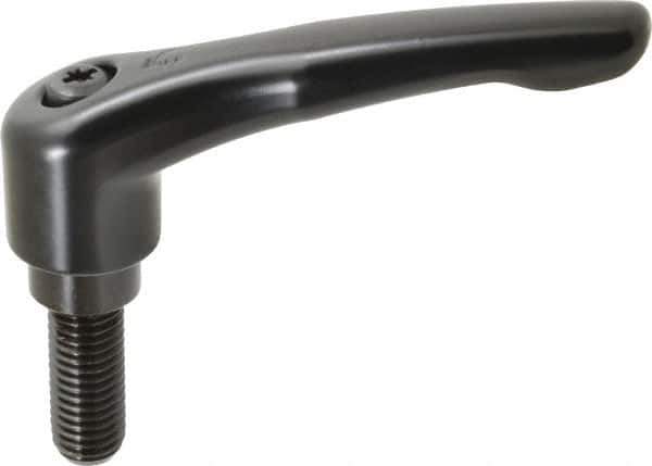 KIPP - 5/8-11, 1.22" Hub Diam, Zinc Die Cast (Steel Components) Threaded Stud Adjustable Clamping Lever - 1.57" Stud Length, 4.96" OAL, 2.87" High - USA Tool & Supply