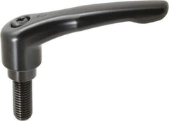 KIPP - 5/8-11, 1.22" Hub Diam, Zinc Die Cast (Steel Components) Threaded Stud Adjustable Clamping Lever - 1.57" Stud Length, 4.96" OAL, 2.87" High - USA Tool & Supply