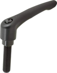 KIPP - 5/8-11, 1.22" Hub Diam, Zinc Die Cast (Steel Components) Threaded Stud Adjustable Clamping Lever - 2.36" Stud Length, 4.96" OAL, 2.87" High - USA Tool & Supply