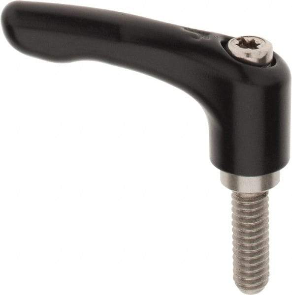 KIPP - 1/4-20, 0.55" Hub Diam, Zinc Die Cast (Stainless Steel Components) Threaded Stud Adjustable Clamping Lever - 0.79" Stud Length, 1.85" OAL, 1.22" High - USA Tool & Supply