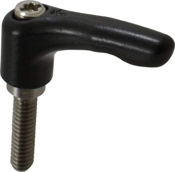 KIPP - 1/4-20, 0.55" Hub Diam, Zinc Die Cast (Stainless Steel Components) Threaded Stud Adjustable Clamping Lever - 0.98" Stud Length, 1.85" OAL, 1.22" High - USA Tool & Supply