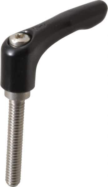KIPP - 1/4-20, 0.55" Hub Diam, Zinc Die Cast (Stainless Steel Components) Threaded Stud Adjustable Clamping Lever - 1.57" Stud Length, 1.85" OAL, 1.22" High - USA Tool & Supply