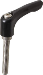 KIPP - 1/4-20, 0.55" Hub Diam, Zinc Die Cast (Stainless Steel Components) Threaded Stud Adjustable Clamping Lever - 1.57" Stud Length, 1.85" OAL, 1.22" High - USA Tool & Supply