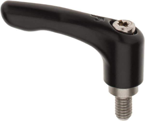 KIPP - M6 x 1.0, 13mm Hub Diam, Zinc Die Cast (Stainless Steel Components) Metric Threaded Stud Adjustable Clamping Lever - 10mm Stud Length, 47mm OAL, 31mm High - USA Tool & Supply