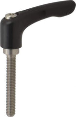 KIPP - M6 x 1.0, 13mm Hub Diam, Zinc Die Cast (Stainless Steel Components) Metric Threaded Stud Adjustable Clamping Lever - 40mm Stud Length, 47mm OAL, 31mm High - USA Tool & Supply