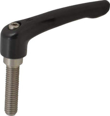 KIPP - 3/8-16, 0.73" Hub Diam, Zinc Die Cast (Stainless Steel Components) Threaded Stud Adjustable Clamping Lever - 1.57" Stud Length, 2.93" OAL, 1.67" High - USA Tool & Supply