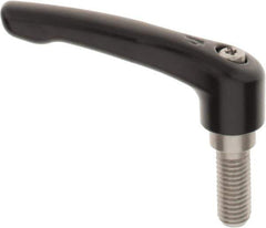 KIPP - M10 x 1.5, 18.5mm Hub Diam, Zinc Die Cast (Stainless Steel Components) Metric Threaded Stud Adjustable Clamping Lever - 25mm Stud Length, 74.5mm OAL, 42.5mm High - USA Tool & Supply