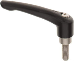 KIPP - 3/8-16, 0.83" Hub Diam, Zinc Die Cast (Stainless Steel Components) Threaded Stud Adjustable Clamping Lever - 0.98" Stud Length, 3.58" OAL, 2.15" High - USA Tool & Supply